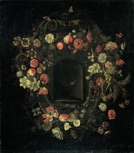 Ghirlanda di fiori che circonda una nicchia da Karel Batist