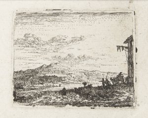 Paesaggio italianizzante con carro vicino a una locanda da Karel Du Jardin