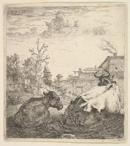 La mucca e il vitello da Karel Du Jardin
