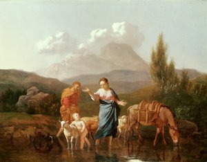 Sacra famiglia a un ruscello da Karel Dujardin