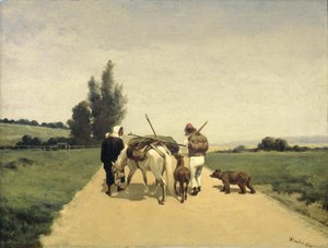 Famiglia itinerante su una strada di campagna da Karel Frederik Bombled