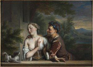 Un Uomo che Cerca di Abbracciare una Donna da Karel de Moor