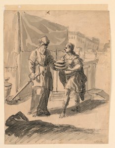 Disegno, Figura che presenta pani a un generale, 1650 ca.