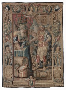 Antonio e Cleopatra (Antonio conquista Pelusio); arazzo, data sconosciuta da Karel van II Mander