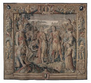 Ottavia effettua la concordia di Taranto; arazzo, data sconosciuta da Karel van II Mander