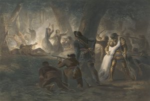Liberazione delle figlie di Daniel Boone e Richard Callaway, pub. 1852 da Karl Bodmer