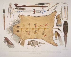 Utensili e armi indiane, inciso da A. Zschokke e J. Hurliman, pubblicato nel 1840