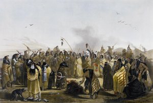 Danza del cuoio capelluto delle Minitarre da Karl Bodmer
