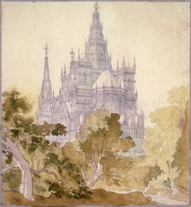 Paesaggio Boschivo con una Chiesa Gotica