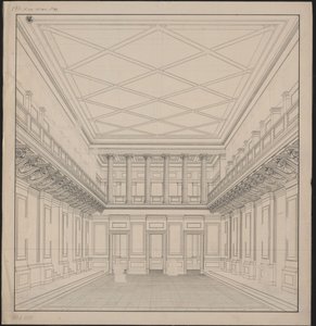 Berlino. Schauspielhaus sul Gendarmenmarkt, sala da concerto. Veduta da Karl Friedrich Schinkel