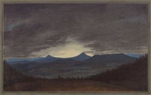Catena montuosa boema al crepuscolo da Karl Friedrich Schinkel