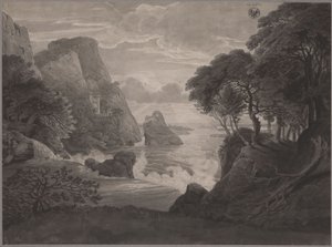 Paesaggio costiero roccioso con un castello da Karl Friedrich Schinkel