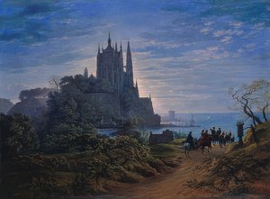 Chiesa gotica su una roccia sul mare. 1815