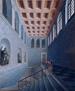 Vista interna di una scala, progetto per un castello a Koestritz, 1802-03 da Karl Friedrich Schinkel