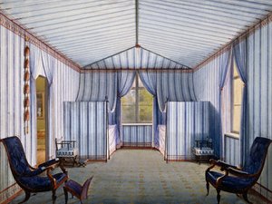 Sala della tenda nel Palazzo di Charlottenhof, dopo il 1830, acquerello di Karl Friedrich Schinkel da Karl Friedrich Schinkel