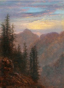 Paesaggio di montagna al crepuscolo