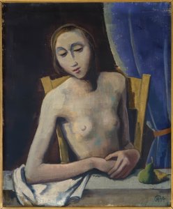 Ragazza davanti alla tenda da Karl Hofer