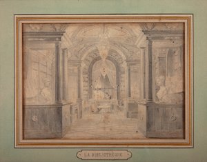 Napoleone al lavoro nella biblioteca del castello di Malmaison, c.1806