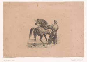 Cavallo e uomo in piedi in abiti ottomani da Karl Loeillot Hartwig