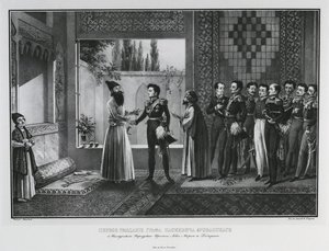 Primo incontro del conte Ivan Paskevich con Abbas Mirza, 1828 da Karl Petrovich Beggrov