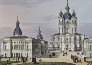 Convento Smolny della Resurrezione a San Pietroburgo, prima metà del 19° sec. da Karl Petrovich Beggrov
