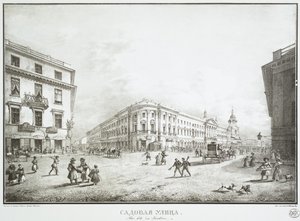 Veduta di Sadovaya Street a San Pietroburgo, metà del XIX secolo da Karl Petrovich Beggrov