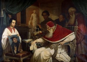 Papa Paolo III 1468-1549 che osserva il ritratto di Lutero di Cranach, 1838-1839 da Karl Schorn