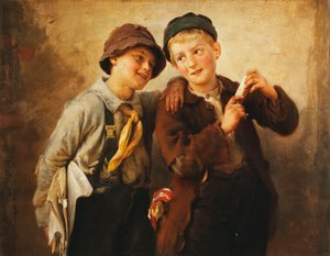 Due ragazzi con armonica da Karl Witkowski