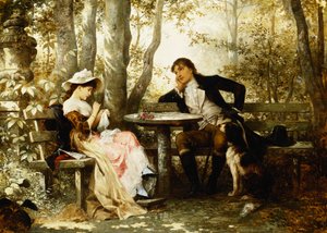 Piccola conversazione; Ein Plauderstundchen, 1887 da Karl the Elder Schweninger