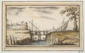 Ponte Pedonale con Bastione e Navi in Lontananza da Kasper van Eyck