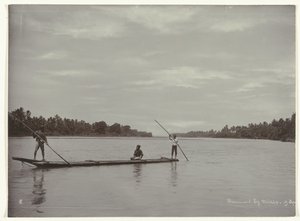 Attraversamento di un fiume con una barca di tronchi da Kassian Cephas