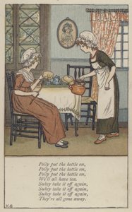 Polly metti su il bollitore (litografia a colori) da Kate (after) Greenaway