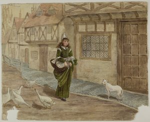 Ragazza con uova e oche da Kate Greenaway
