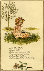 Little Miss Muffet illustrato da Kate Greenaway