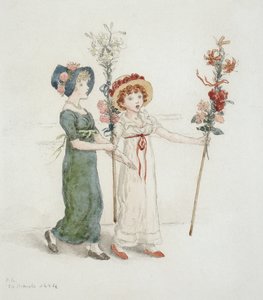 Due bambini con bastoni da Kate Greenaway