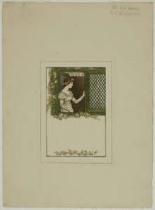 Donna alla finestra a grata da Kate Greenaway