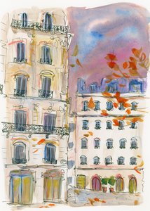 Un angolo di strada a Parigi con il cielo viola da Katharina Puritscher