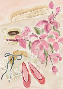 Illustrazione ad acquerello di una natura morta con ballerine da Katharina Puritscher