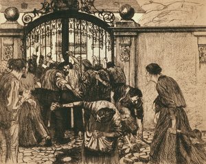 Rivolta (ai cancelli di un parco), 1897 da Käthe Kollwitz