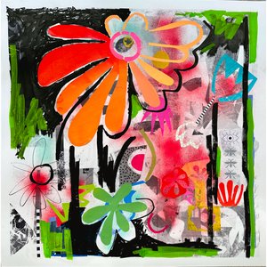fiore ribelle, 2025 (tecnica mista su carta) da Kathy Dunaway