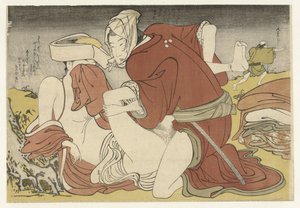Bandito sopraffà giovane viaggiatrice da Katsukawa Shuncho (attributed to)