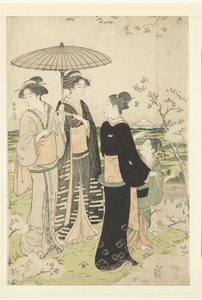 Ammirare i fiori di ciliegio ad Asukayama da Katsukawa Shuncho