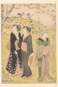 Ammirare i fiori di ciliegio ad Asukayama da Katsukawa Shuncho
