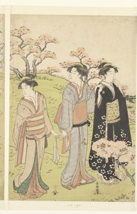 Ammirare i fiori di ciliegio ad Asukayama da Katsukawa Shuncho