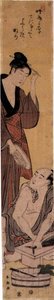 Pescivendolo e Bellezza, c.1790s (stampa su blocchi di legno) da Katsukawa Shuncho