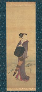 Ragazza sulla riva del fiume da Katsukawa Shuncho