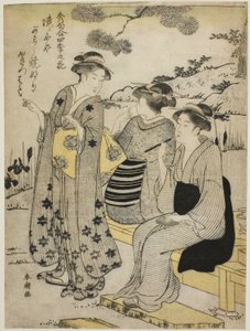 Iris dalle orecchie di coniglio in autunno, dalla serie "Odi scelte sui fiori delle quattro stagioni (Shuku awase, shiki no hana)" da Katsukawa Shuncho