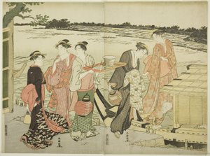 Donne che salgono su una barca da piacere da Katsukawa Shuncho