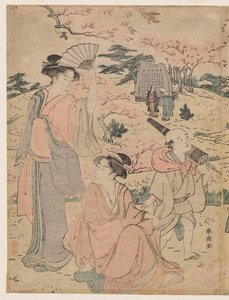 Donne che ammirano i fiori di ciliegio ad Asukayama da Katsukawa Shuncho