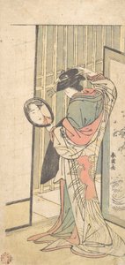 Una cortigiana che guarda il suo riflesso in uno specchio a mano, ca. 1787